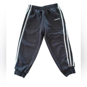 Adidas Kids Black Sweatpants with White Stripes, Size 4T
